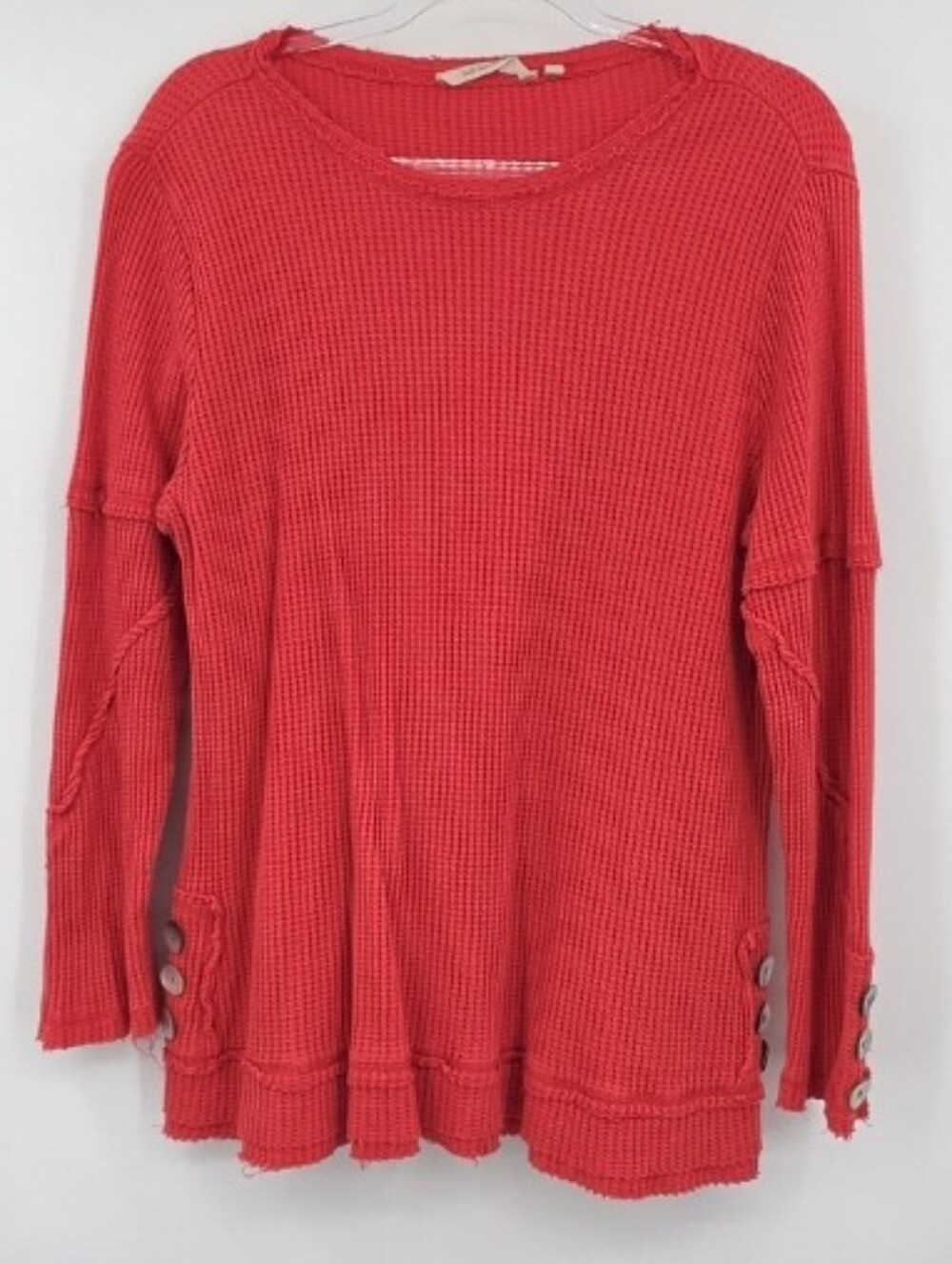 Soft Surroundings My Time Tunic Waffle Knit Top Large Coral Long Sleeve